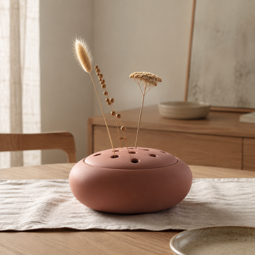 Écho – Vase bas avec guide floral amovible