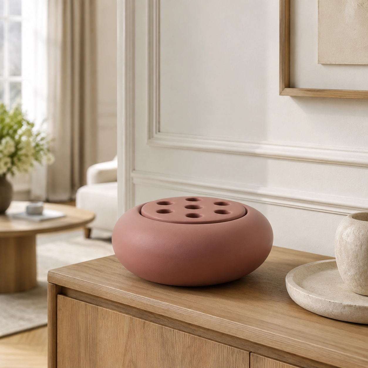 Écho – Vase bas avec guide floral amovible
