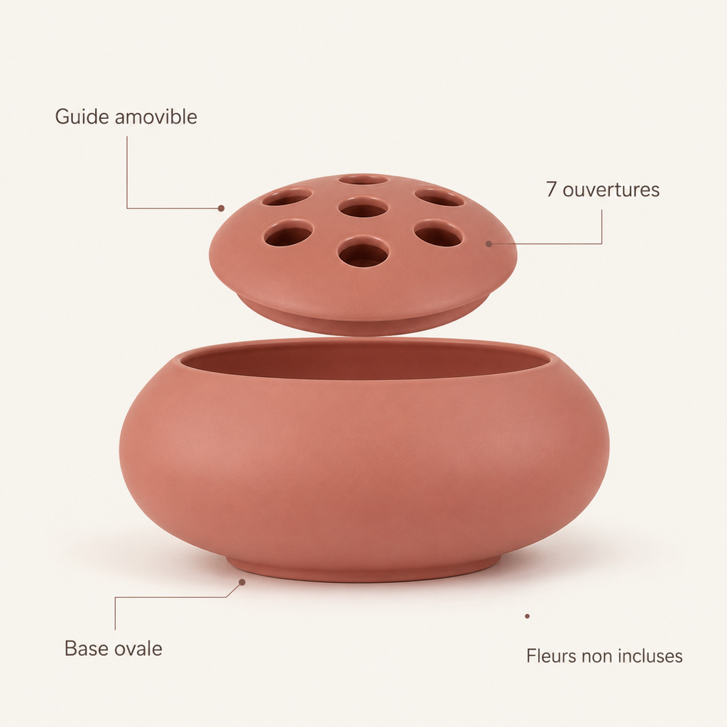 Écho – Vase bas avec guide floral amovible