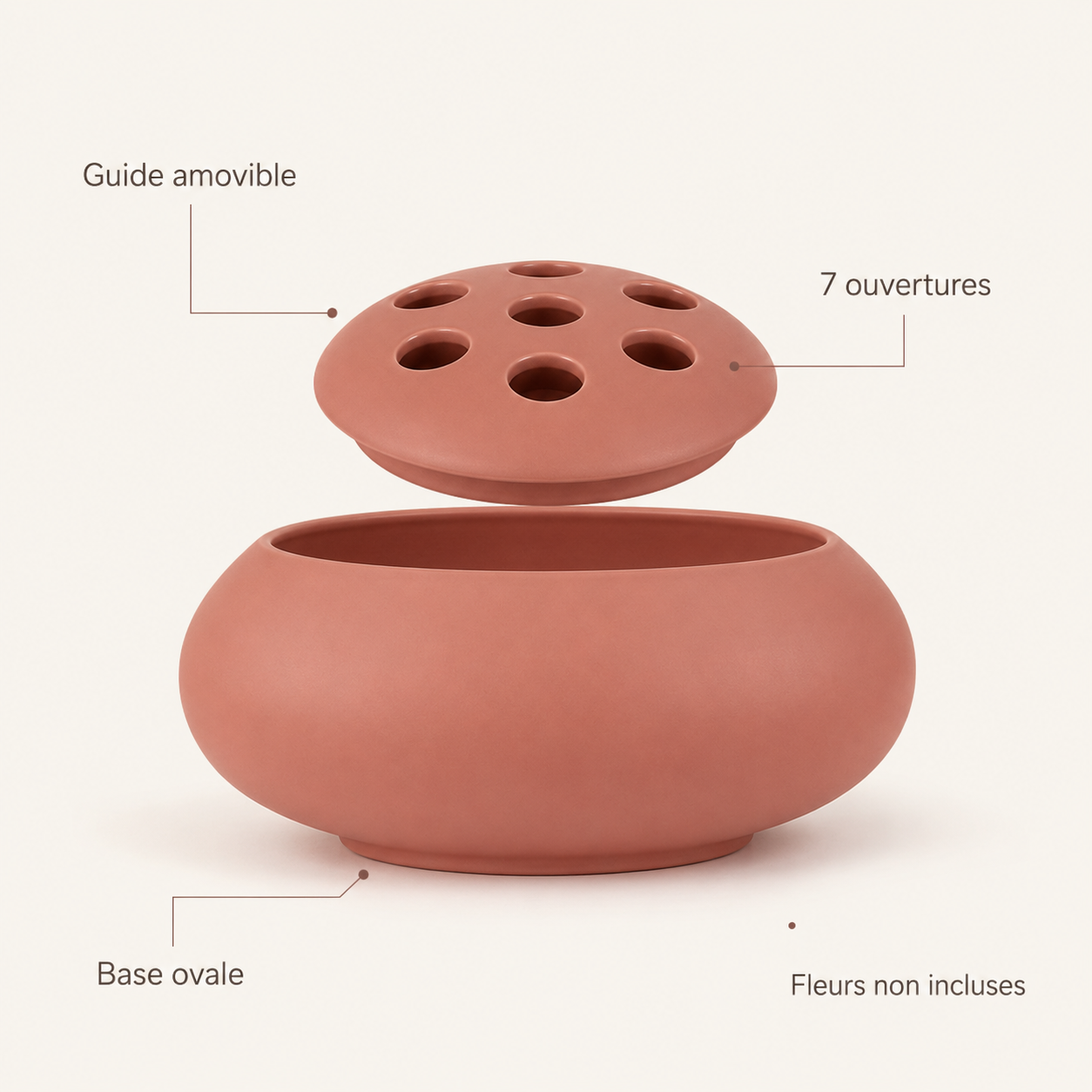 Écho – Vase bas avec guide floral amovible