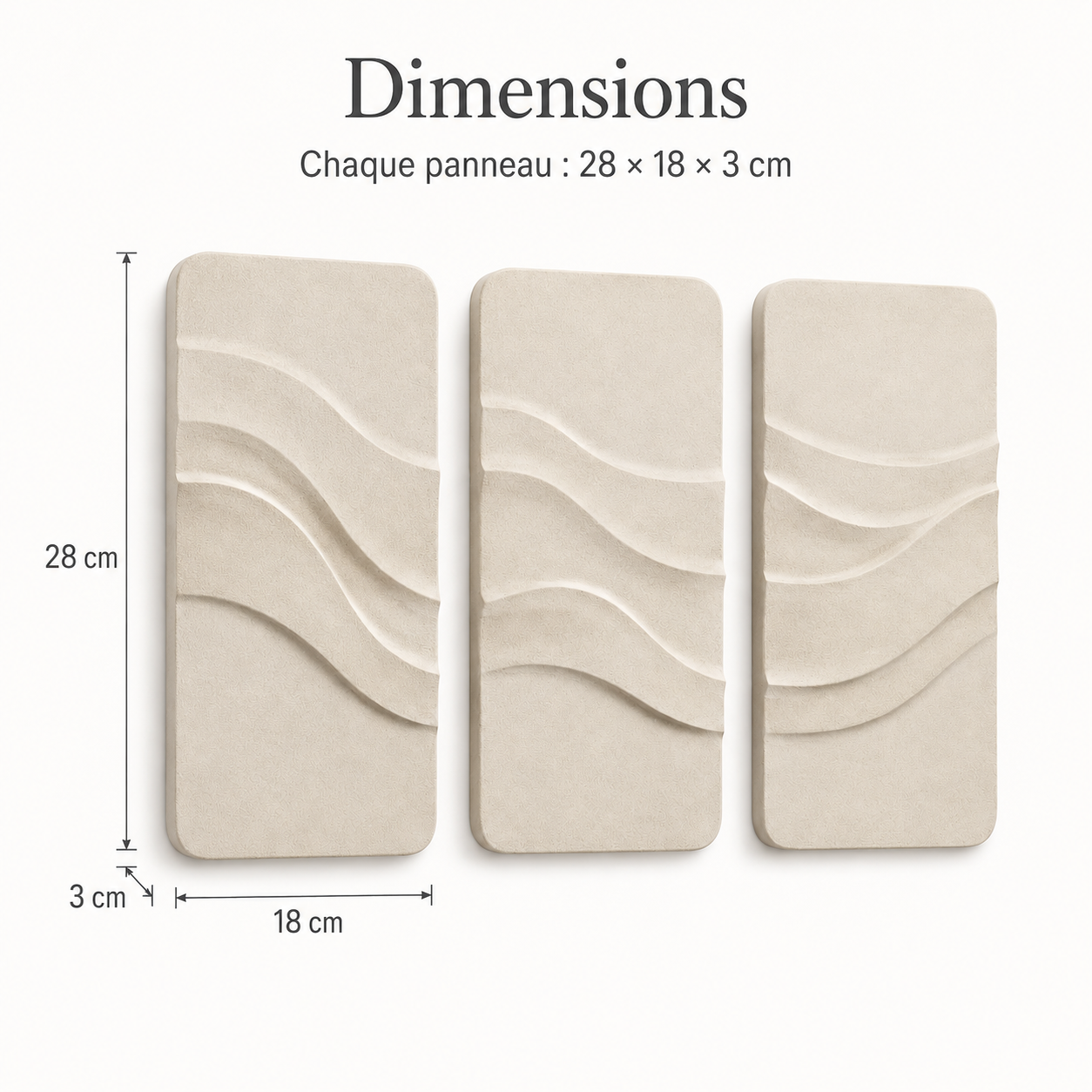 Onde – Décoration murale en relief – Lot de 3
